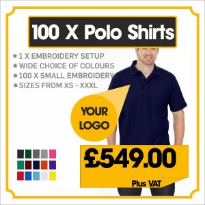 100 EMBROIDERED POLO SHIRT WORK WEAR DEAL