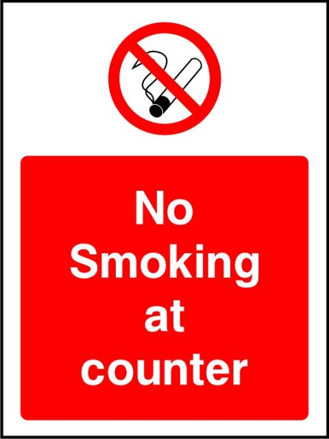 SSPROHS0060 NO SMOKING AT COUNTER SIGN